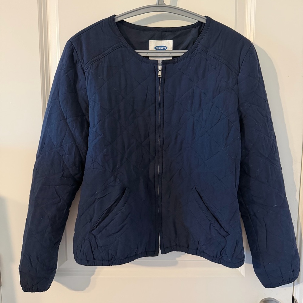 Old Navy Women's Navy Quilted Zip-Front Jacket